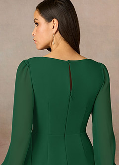 Azazie Karen Mother of the Bride Dresses Dark Green Sheath Pleated Stretch Crepe Dress image5