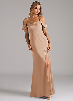 Azazie Callan Bridesmaid Dresses English Rose A-Line Pleated Stretch Satin Convertible Dress image1