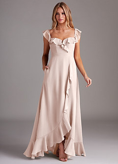 Azazie Lyra Robes de demoiselle d'honneur Robe Trapèze Convertible en Mousseline de soie Rose Pétale image3