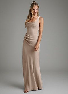 Azazie Asa Bridesmaid Dresses Taupe Sheath Corset Chiffon Dress image5