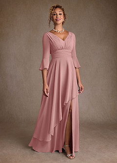 Azazie Eire Mother of the Bride Dresses Dusty Rose A-Line Pleated Chiffon Dress image1