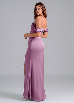Azazie Asha Bridesmaid Dresses Wisteria Sheath Off the Shoulder Stretch Satin Convertible Dress image2