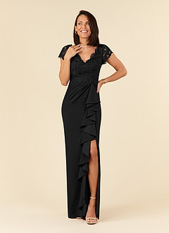 Azazie Carmen Mother of the Bride Dresses Black Sheath Lace Dress image1