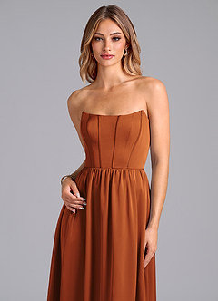 Azazie Leilana Brautjungfernkleider A-Linie Korsett Stretch-Satin Kleid Kanel image6