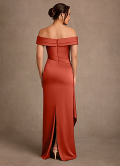 Azazie Beah 신부의 어머니 드레스 쉬스 오프 더 숄더 스트레치 새틴 플로어 길이 드레스 image3