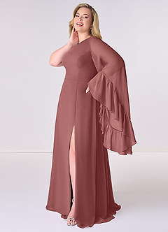 Barbie ♥ Azazie Bridesmaid Dresses Amethyst A-Line Long Sleeve Chiffon Dress image9