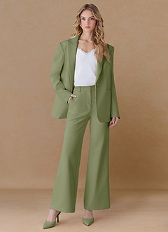 front Amelia Pistachio Refined Weave Performance Oversized Blazer