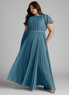 Azazie Kara Modest brudtärna klänningar Klänning A-Line Plisserad Golvlängd Chiffong image12