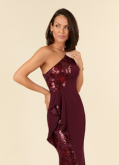 Azazie Aria Mother of the Bride Dresses Cabernet Mermaid Sequins Lace Dress image5