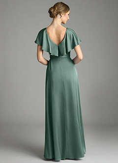 Azazie Lainey Vestidos de damas de honor Vestido de Eucalipto de Satén Elástico de Corte en A con Con bolsillos image7