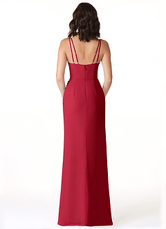 Azazie Leo Bridesmaid Dresses Scarlet Mermaid V-Neck Pleated Chiffon Dress image2