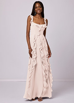 Barbie ♥ Azazie Bridesmaid Dresses Rose Petal A-Line with Pockets Chiffon Dress image3