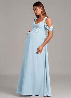 Azazie Rhea Probar vestidos en casa Vestido de Corte En A Plisado Hasta el suelo Gasa image3