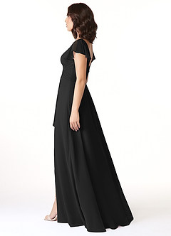 Azazie Omari Abiti da Damigella Abito A-Line in Chiffon Nero image3