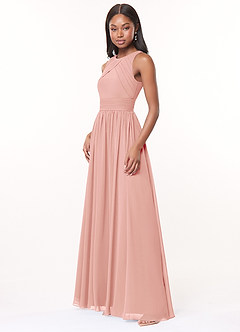 Azazie Harper Bridesmaid Dresses Rosette A-Line Pleated Chiffon Dress image3