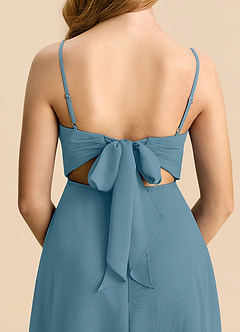 Azazie Shale Vestido de Bermudas de Gasa de Corte en A con Lazo image6