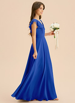 Azazie Anysa Junior Robe Trapèze en Mousseline de soie Rayé Bleu Roi image4