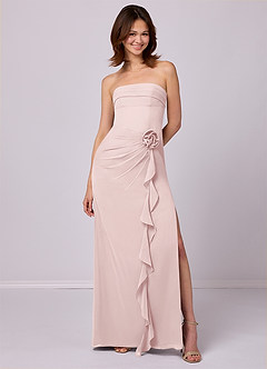 Barbie ♥ Azazie Bridesmaid Dresses Blushing Pink Sheath Strapless Chiffon Convertible Dress image1