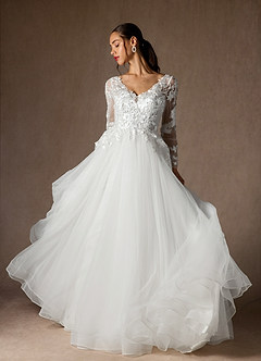 Azazie Freya Hochzeitskleider A-Linie Pailletten Tüll Kleid Diamantweiß image7