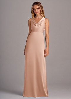 Azazie Wrenlee Brautjungfernkleider A-Linie Stretch-Satin Kleid Roségold image4