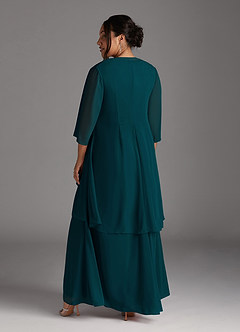 Azazie Manuella Abiti per la Madre della Sposa Abito A-Line in Chiffon con Scollo a V a Pieghe Pino image15