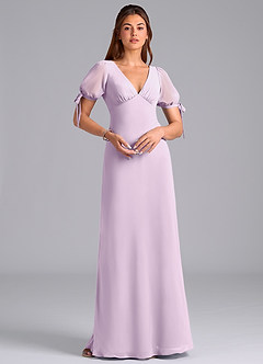 Azazie Pheby Jurken voor bruidsmeisjes Jurk van Chiffon met A-Lijn Geplooid Frosted Lila image3