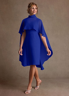 Azazie Irna 신부의 어머니 드레스 컬럼 쉬폰 무릎 길이 드레스 image3