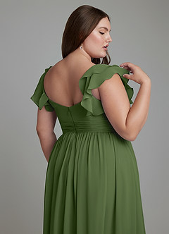 Azazie Anaya Bridesmaid Dresses Olive A-Line Sweetheart Neckline Chiffon Dress image9