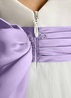 Azazie Sosie Abiti da Ragazza di Fiori Abito A-Line in Tulle Plissettato Avorio Lilla image5