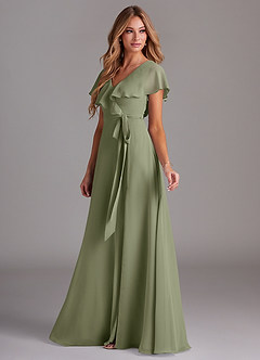 Azazie Lainey Bridesmaid Dresses Pistachio A-Line with Pockets Chiffon Dress image5