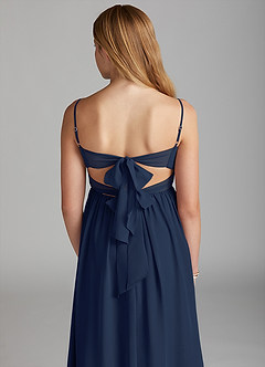 Azazie Zeya Junior Dark Navy A-Line Chiffon Dress image2