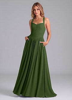 Azazie Francis Bridesmaid Dresses Olive A-Line Corset Chiffon Dress image1