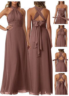 Azazie Fifi Bridesmaid Dresses Espresso A-Line Strapless Chiffon Convertible Dress image9