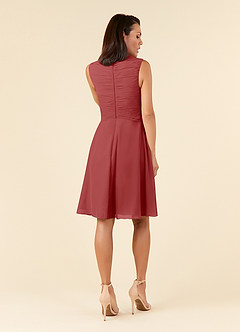 Azazie Theron Kleider für die Brautmutter A-Linie V-Hals Gefaltet Chiffon Kleid Rost image2