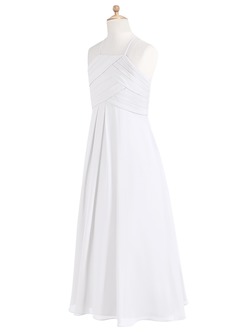 Azazie Ginger A-Line Pleated Chiffon Floor-Length Junior Bridesmaid Dress image9