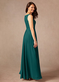 Azazie Ainsling Mother of the Bride Dresses Peacock A-Line Square Neckline Lace Chiffon Dress image4