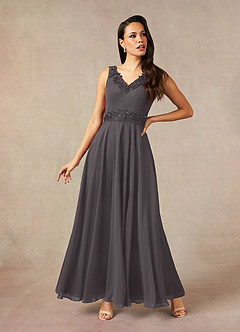 Azazie Devana Mother of the Bride Dresses Steel Grey A-Line Sequins Chiffon Dress image3