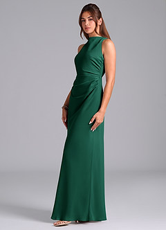 Azazie Evadne Bridesmaid Dresses Emerald A-Line Pleated Chiffon Dress image5