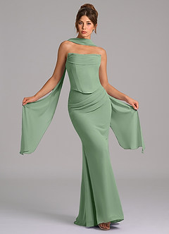 Azazie Sorrel Bridesmaid Dresses Matcha Mermaid Corset Chiffon Dress image1