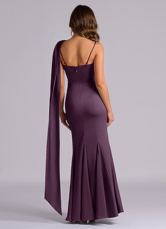 Azazie Inara Bridesmaid Dresses Plum Mermaid Pleated Stretch Satin Dress image3