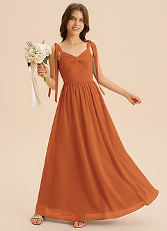 Azazie Izzy Junior Linia A Pofałdowany Szyfon Długość podłogi Młodsza druhna Sukienka image4