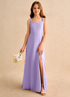 Azazie Makani Girls Formal Flower Girl Dresses Lilac A-Line Sweetheart Neckline Chiffon Dress image3