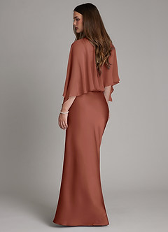 Azazie Ambra Bridesmaid Dresses Auburn Mermaid Pleated Stretch Satin Dress image2