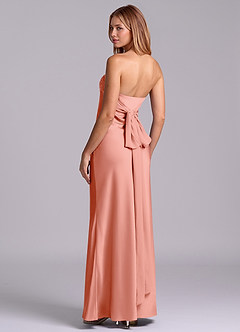 Azazie Ailanie Brudtärnklänningar Klä av Tubklänning i Stretch Satin Axelbandslös Korall image2