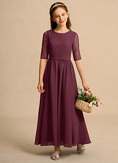 Azazie Pippin Girl vestidos de niña de las flores Vestido de Cabernet de Encaje de Corte En A image1