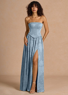 suknia Niebieski Pudrowy Maxi Isaura