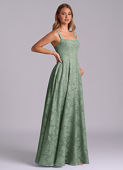 Azazie Shaude Bridesmaid Dresses Matcha A-Line Pleated Floral Burnout Dress image7