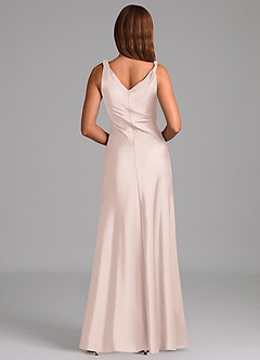 Azazie Nerine Brautjungfernkleider A-Linie Plissee Stretch-Satin Kleid Zartrosa image5