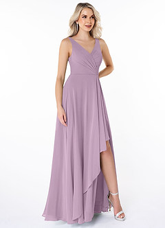 Azazie Calvi Bridesmaid Dresses Wisteria A-Line Ruched Chiffon Dress image3