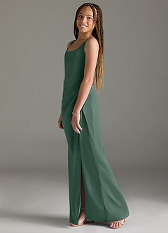 Azazie Mero Junior Meerjungfrau-Linie Plissee Stretch-Satin Kleid Eukalyptus image4